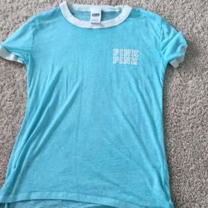 Pink light blue t shirt